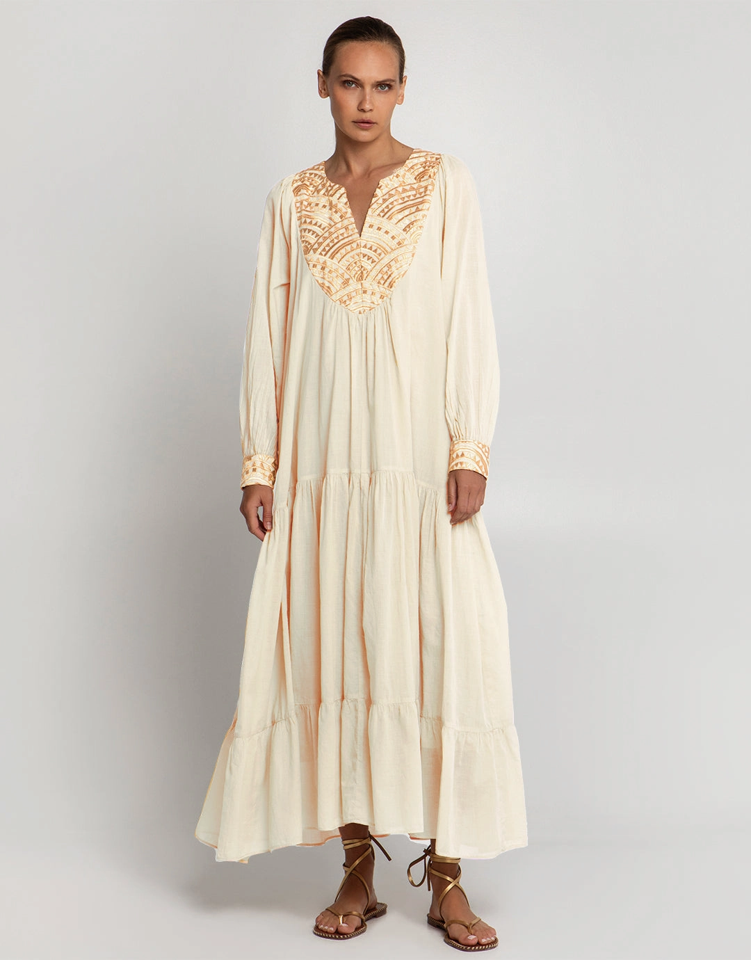 New Triangle Maxi Dress - Natural and Gold