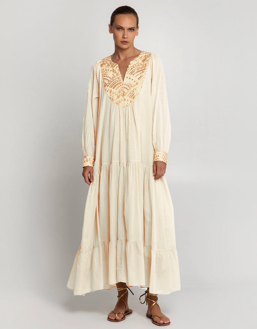 New Triangle Maxi Dress - Natural and Gold
