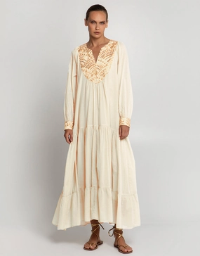 New Triangle Maxi Dress - Natural and Gold