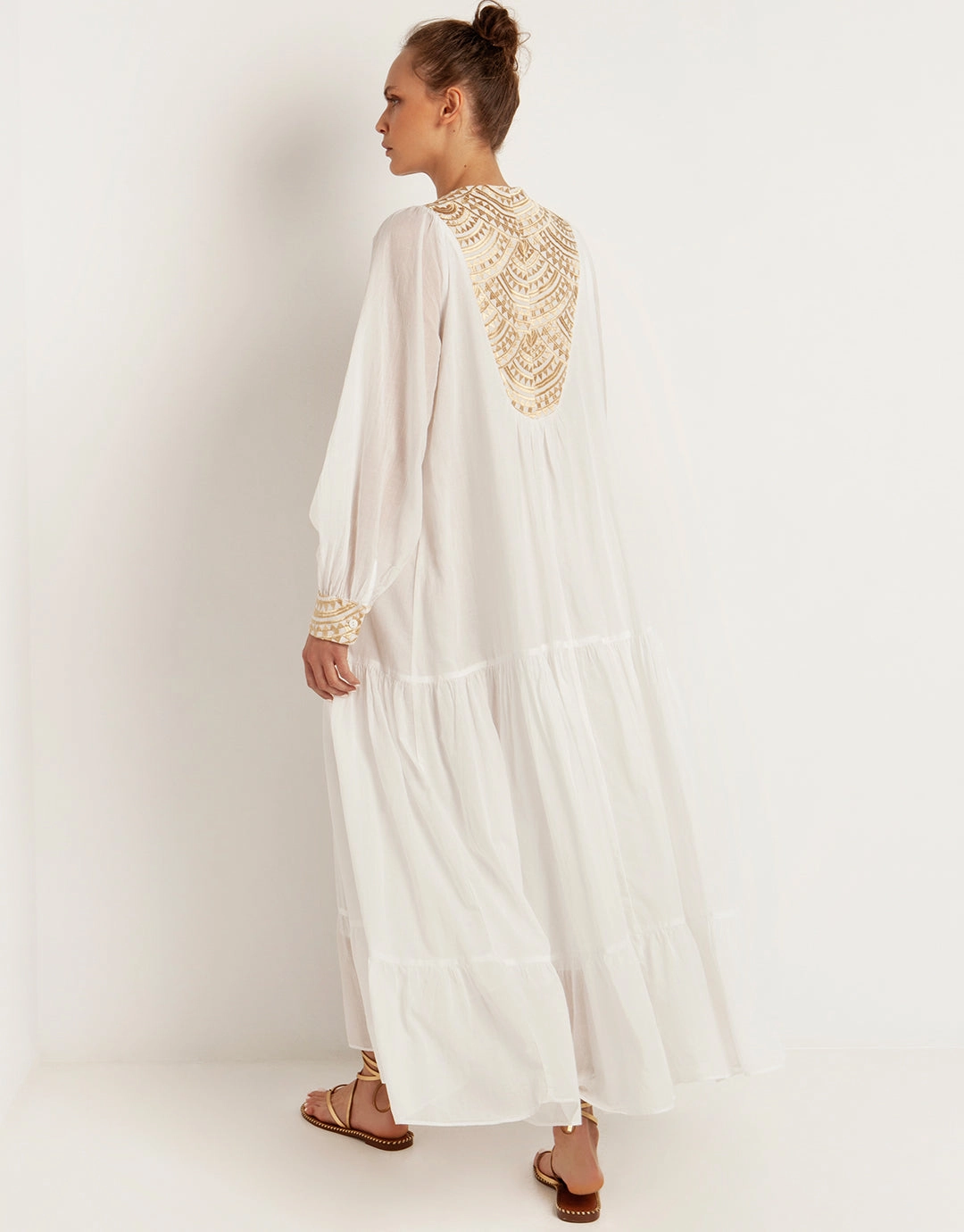 New Triangle Maxi Dress - White and Gold