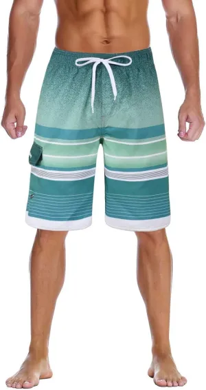 Nonwe Men's Beachwear Summer Holiday Swim Trunks Quick Dry Striped
