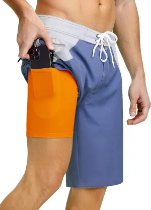 Nonwe Men's Swim Trunks with Compression Liner 2 in 1 Fast Dry Bathing Suits Cargo Surf Board Shorts with Pockets