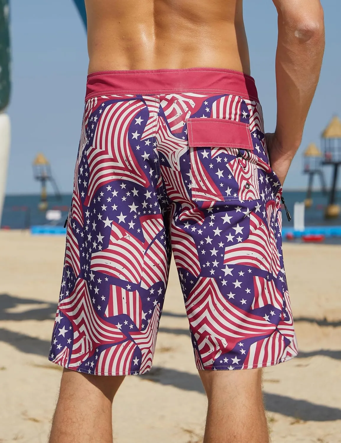 Nonwe Men's Swim Trunks with Compression Liner 2 in 1 Fast Dry Bathing Suits Cargo Surf Board Shorts with Pockets