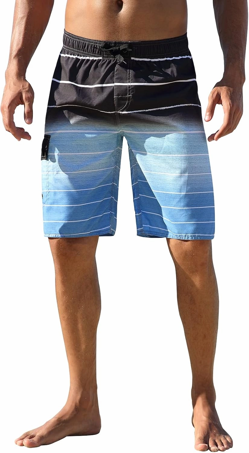 Nonwe Men's Beachwear Summer Holiday Swim Trunks Quick Dry Striped