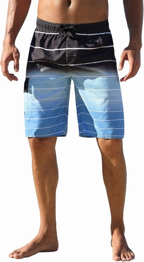 Nonwe Men's Beachwear Summer Holiday Swim Trunks Quick Dry Striped