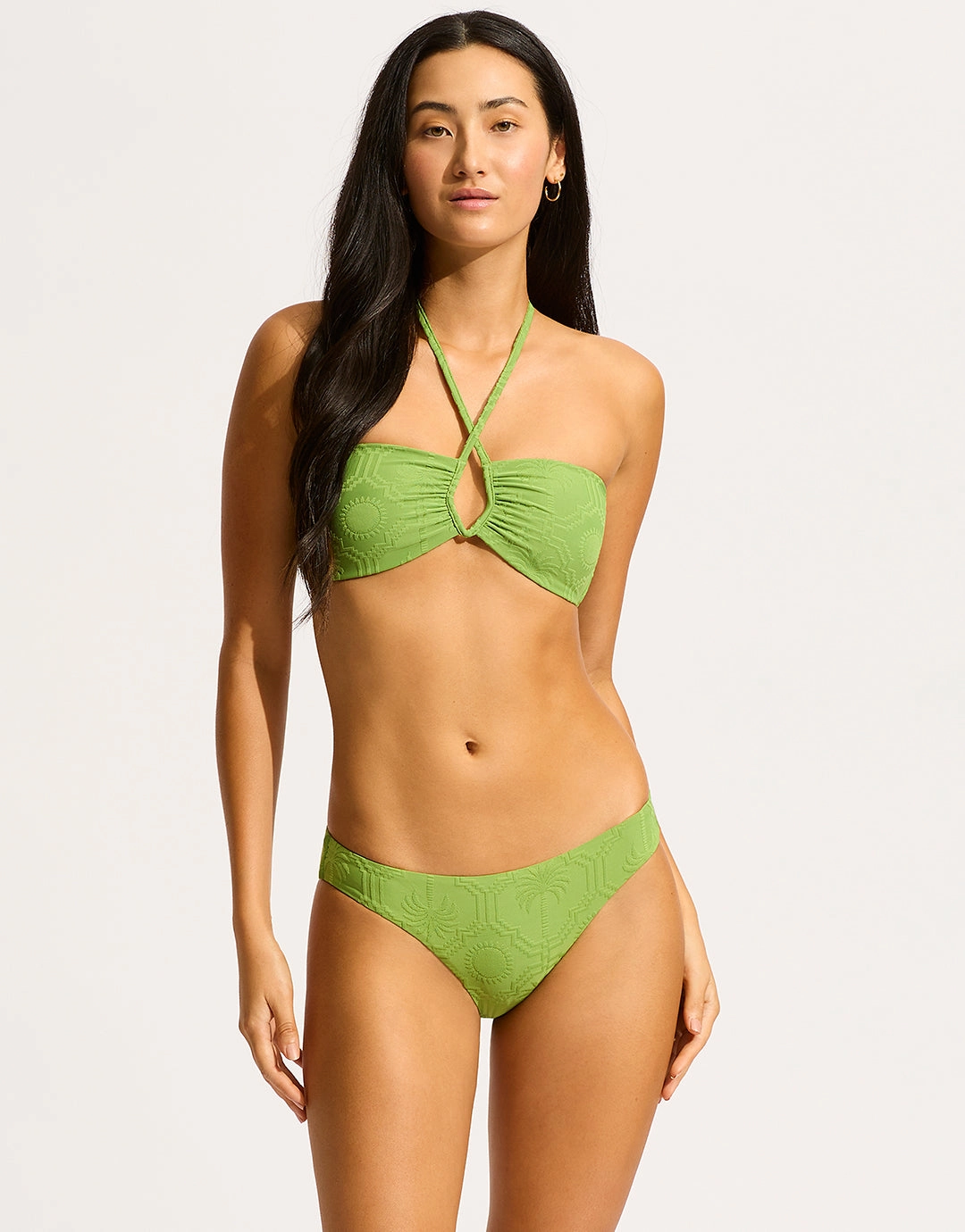 Oasis Diamond Wire Bandeau Bikini Top - Sage