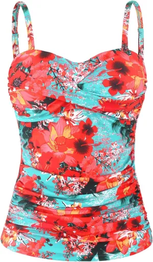 Ocean Blues Women's Strapless Bandeau Swimsuit Top Ruched Tummy Control Tankini Top Only
