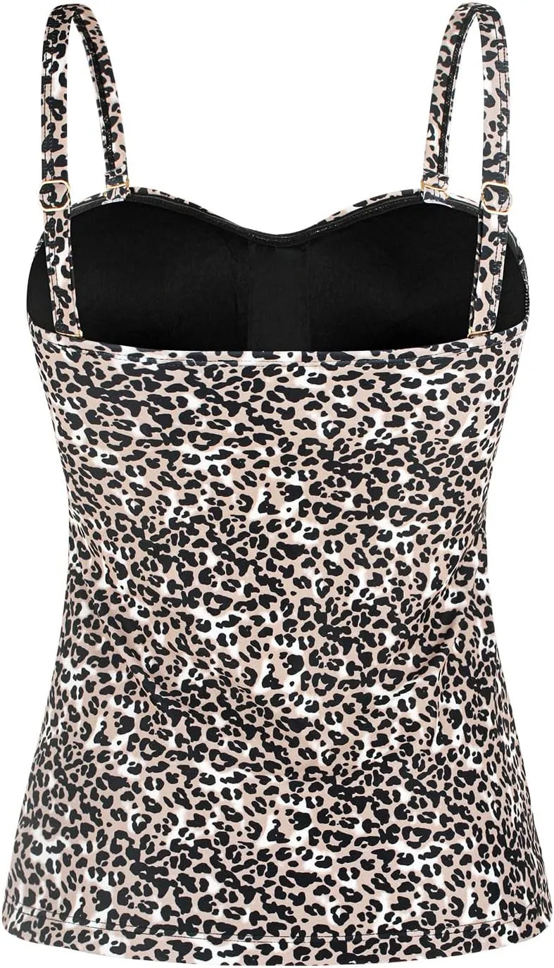 Ocean Blues Women's Strapless Bandeau Swimsuit Top Ruched Tummy Control Tankini Top Only