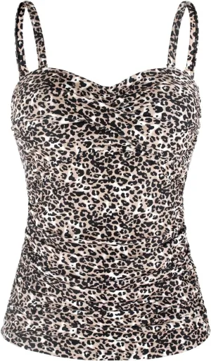 Ocean Blues Women's Strapless Bandeau Swimsuit Top Ruched Tummy Control Tankini Top Only