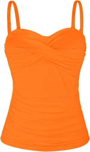 Ocean Blues Women's Strapless Bandeau Swimsuit Top Ruched Tummy Control Tankini Top Only