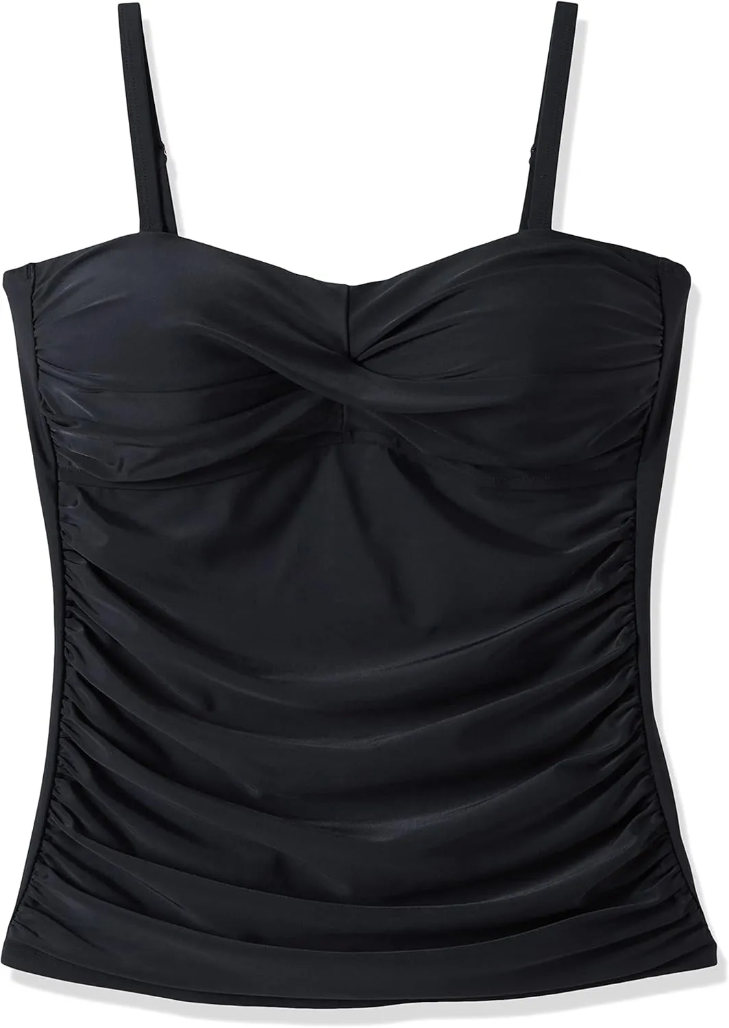 Ocean Blues Women's Strapless Bandeau Swimsuit Top Ruched Tummy Control Tankini Top Only