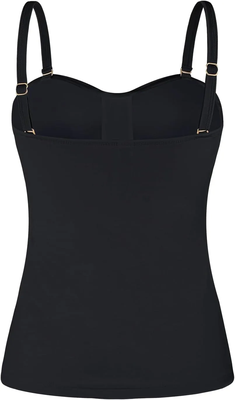 Ocean Blues Women's Strapless Bandeau Swimsuit Top Ruched Tummy Control Tankini Top Only