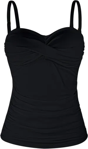 Ocean Blues Women's Strapless Bandeau Swimsuit Top Ruched Tummy Control Tankini Top Only