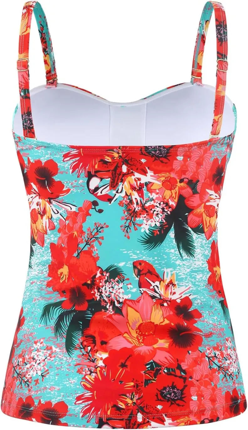 Ocean Blues Women's Strapless Bandeau Swimsuit Top Ruched Tummy Control Tankini Top Only