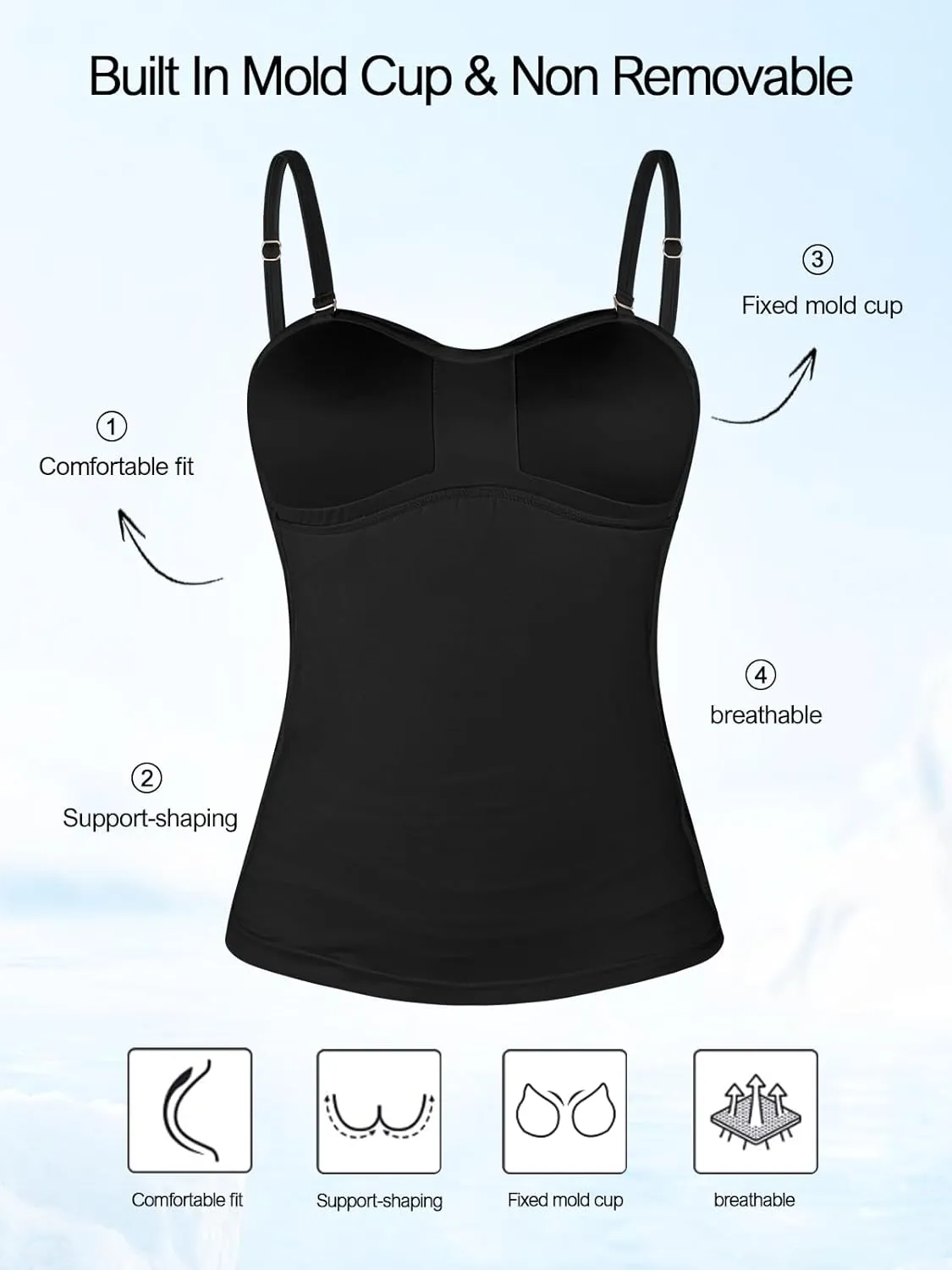 Ocean Blues Women's Strapless Bandeau Swimsuit Top Ruched Tummy Control Tankini Top Only