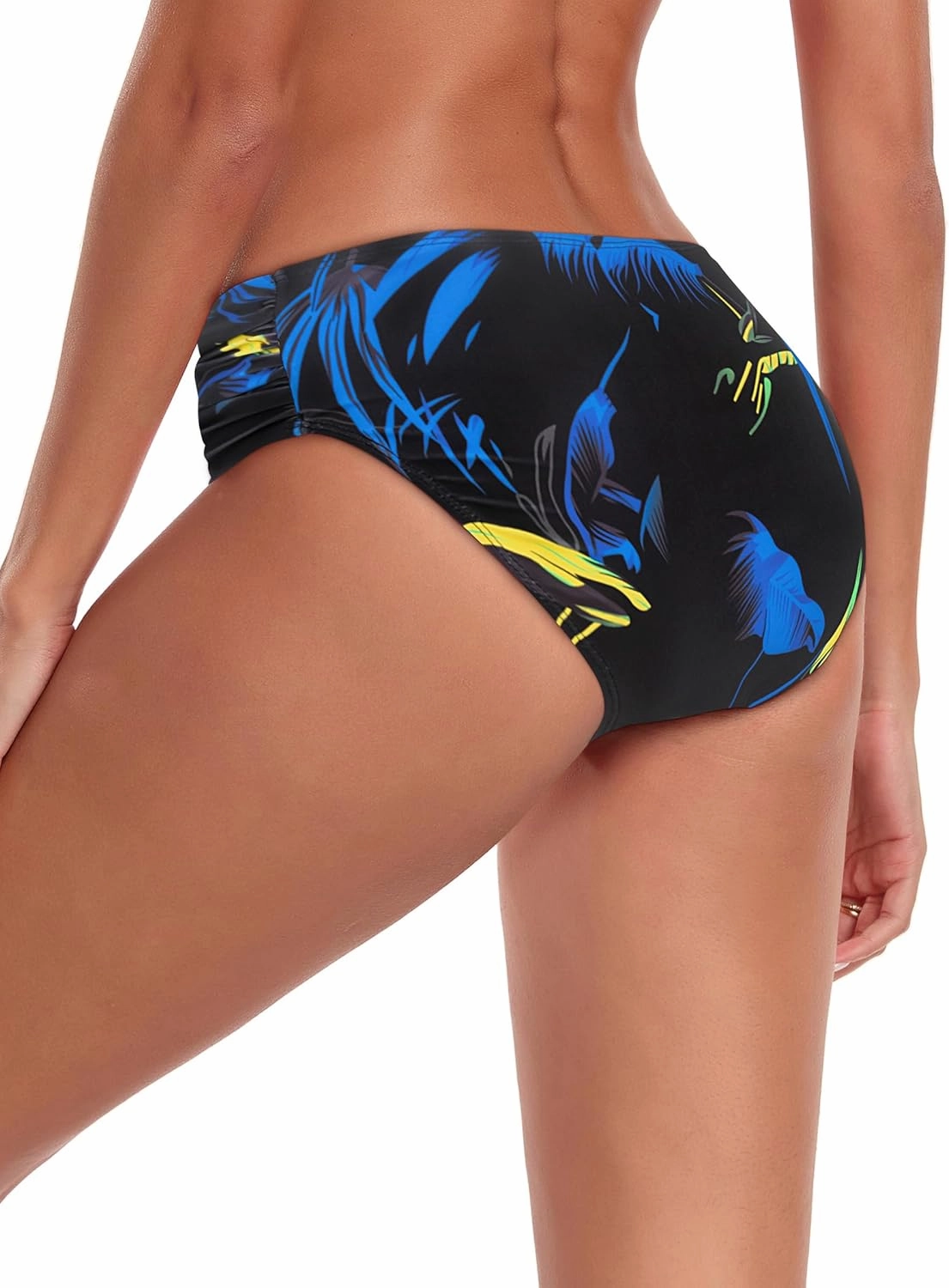 Ocean Blues Women's Ruched Sides Bikini Bottom Full Coverage Bikini Bottom