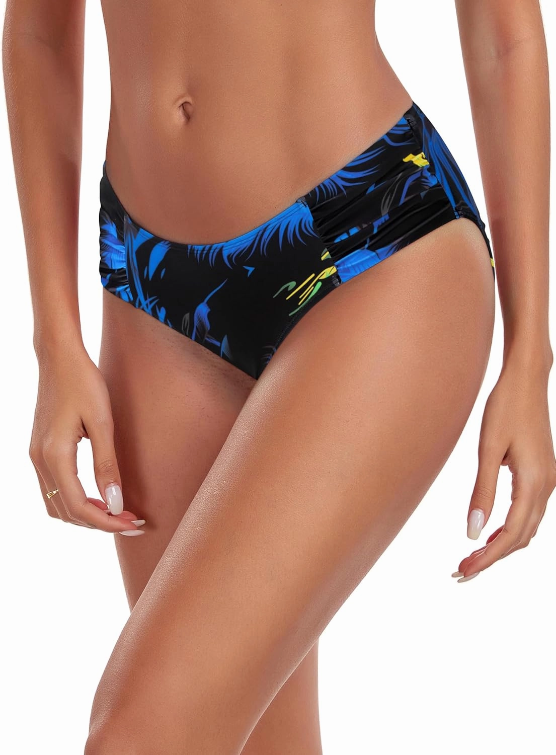 Ocean Blues Women's Ruched Sides Bikini Bottom Full Coverage Bikini Bottom