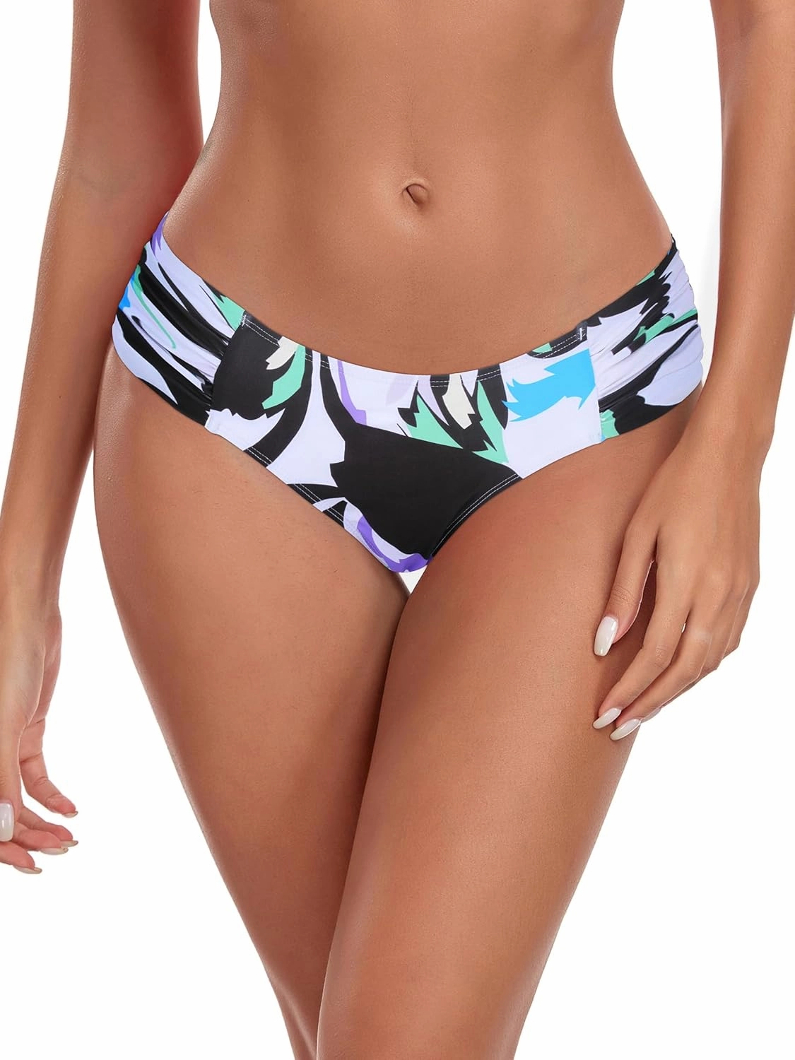 Ocean Blues Women's Ruched Sides Bikini Bottom Full Coverage Bikini Bottom