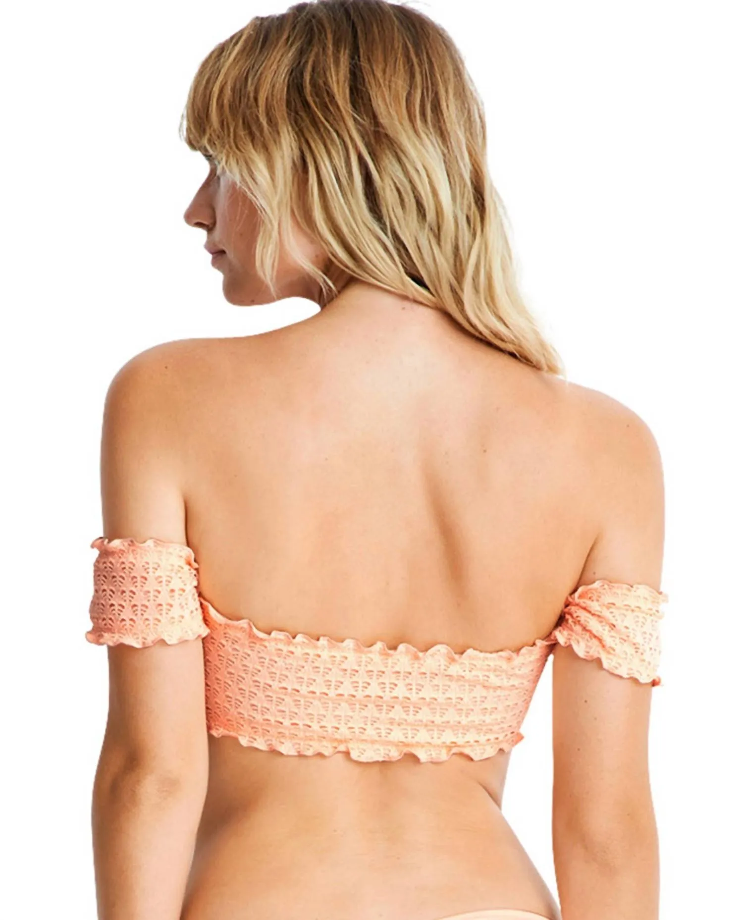 Off The Shoulder Bikini Top In Sea Peach