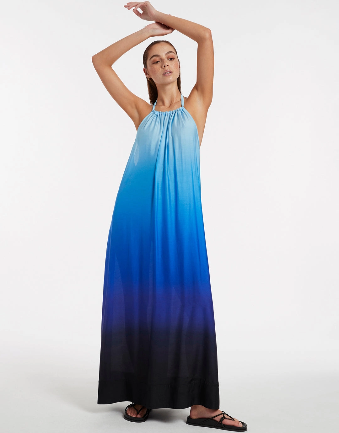 Oia Sunset Halter Maxi Dress - Ocean
