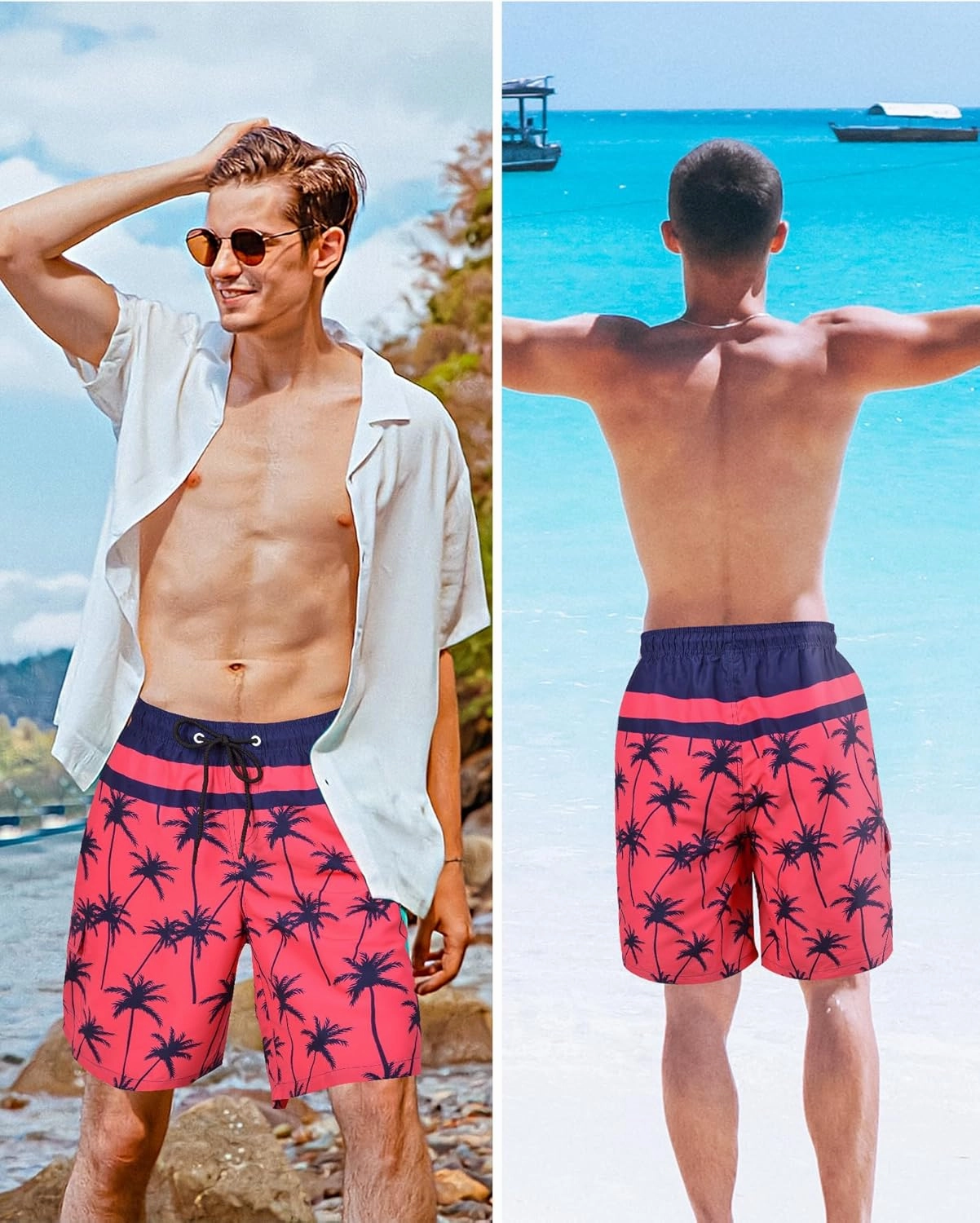 OlyPegic Mens Swim Trunks 9 Inch Quick Dry Board Shorts Mens Bathing Suit Beach Swimwear Mesh Lining with Zipper Pock