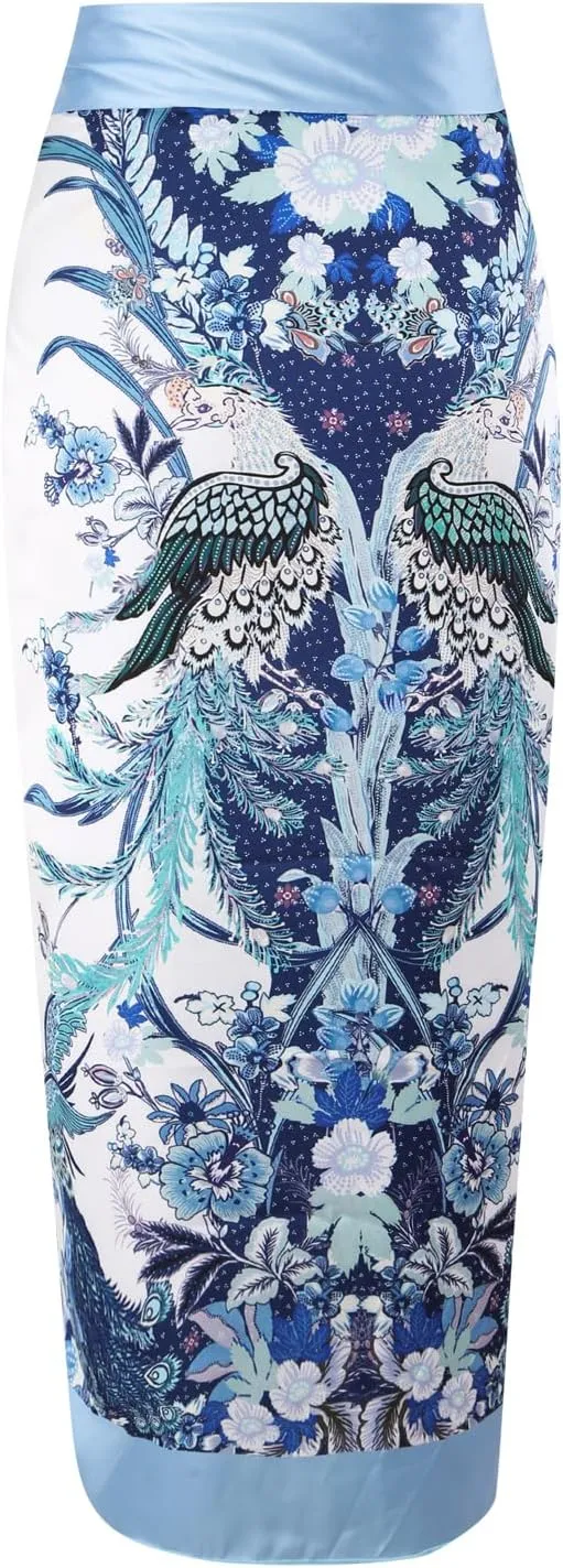 One Piece Bathing Suit for Women with Beach Cover up Wrap Skirt Swimsuit Sarong Retro Floral Print Bikini Set