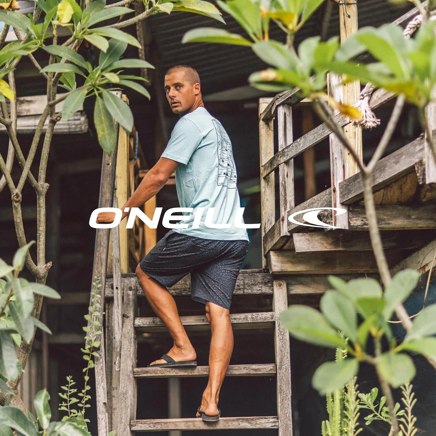 O'NEILL Men's 19 Inch Reserve Light Check Hybrid Shorts - Quick Dry Swim Trunks for Men with Fabric and Pockets