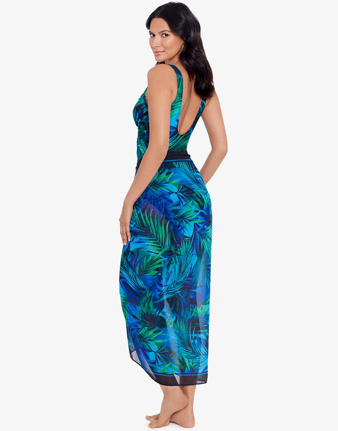 Palm Reeder Sarong - Blue and Green