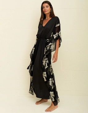 Palm Tree Kaftan - Black