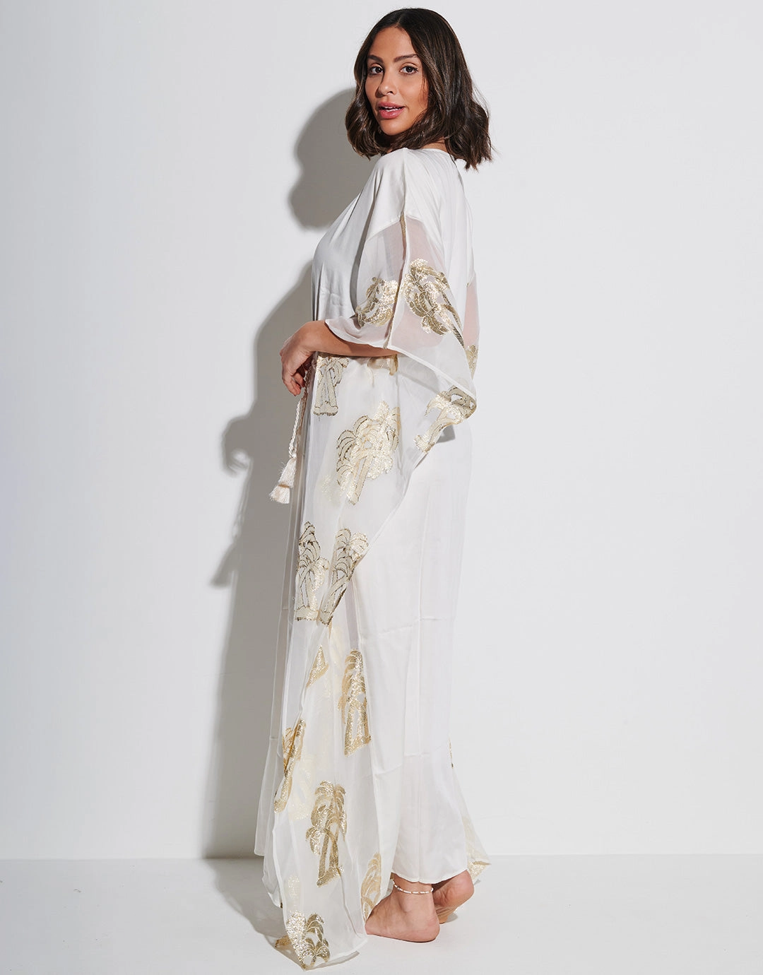 Palm Tree Kaftan - White