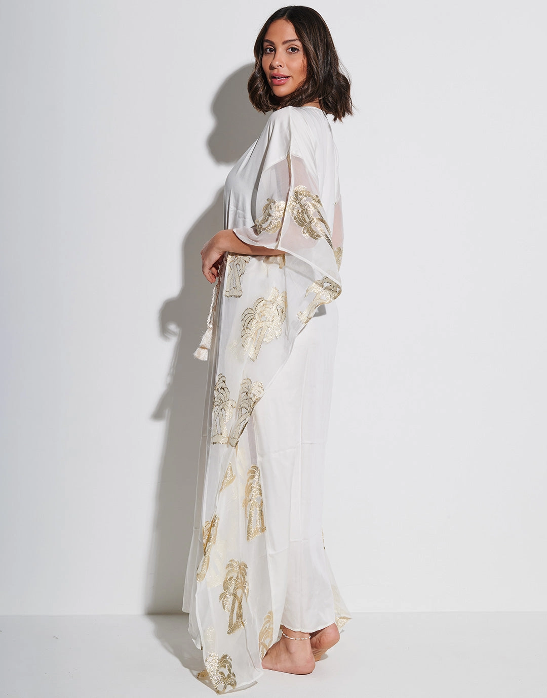 Palm Tree Kaftan - White