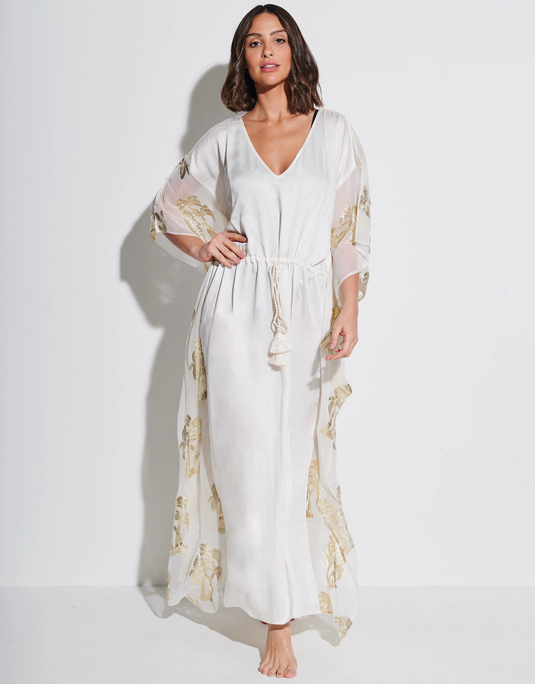 Palm Tree Kaftan - White