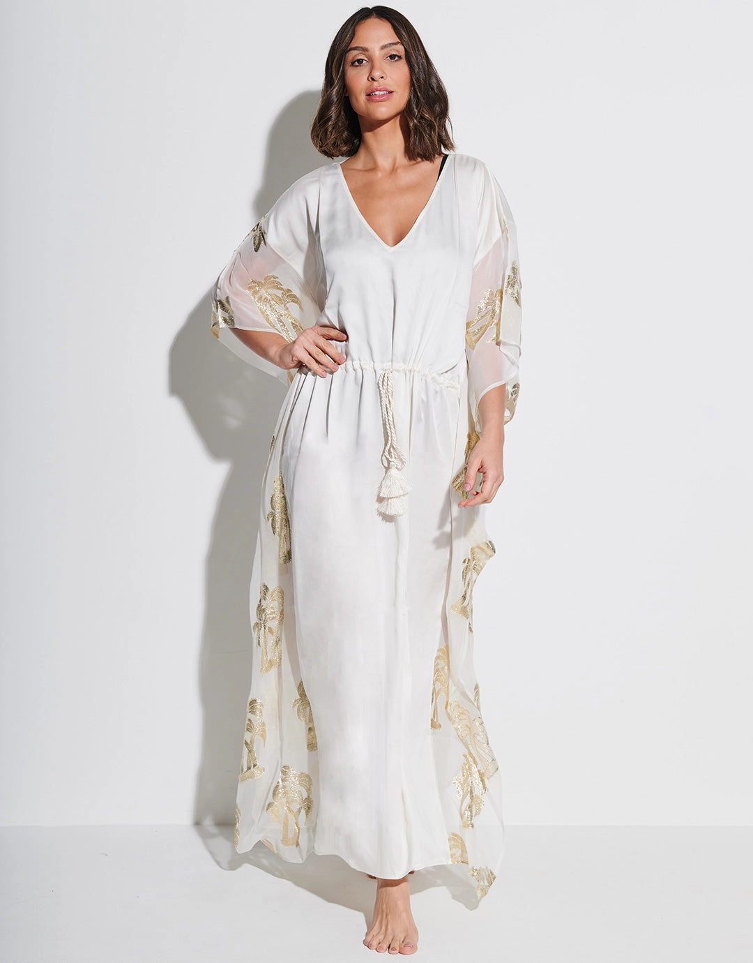 Palm Tree Kaftan - White