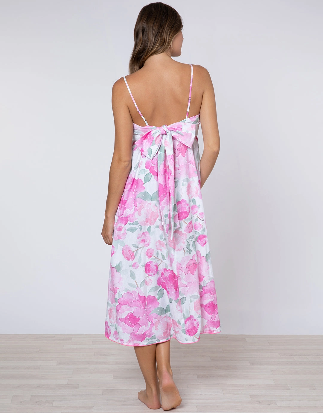 Peony Tie Back Midi Dress - Pink