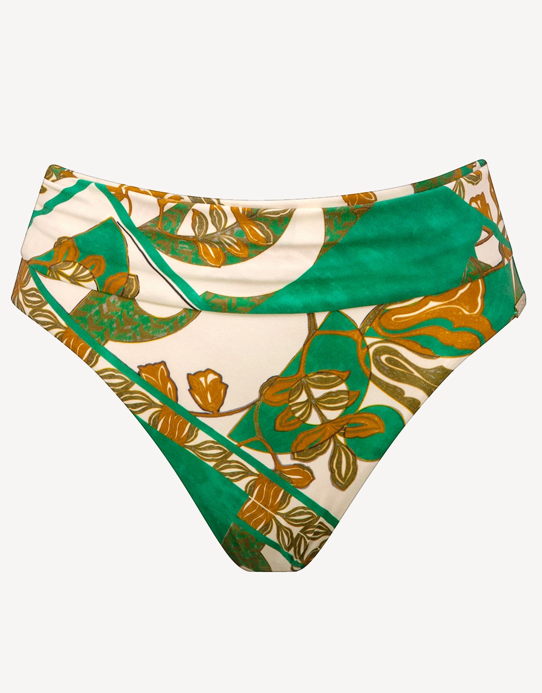 Perceptions Ruched Band Bikini Pant - Cream and Green