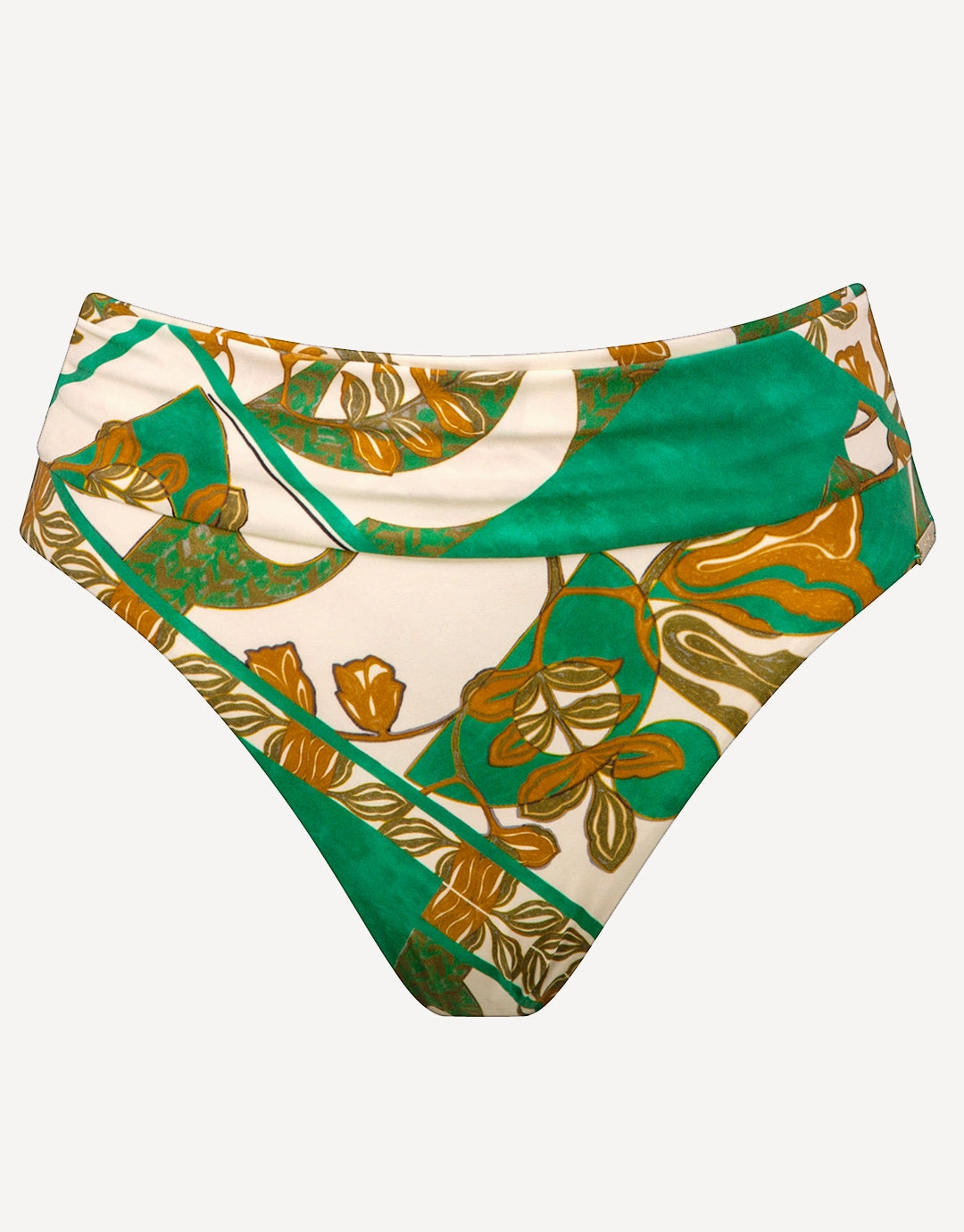 Perceptions Ruched Band Bikini Pant - Cream and Green