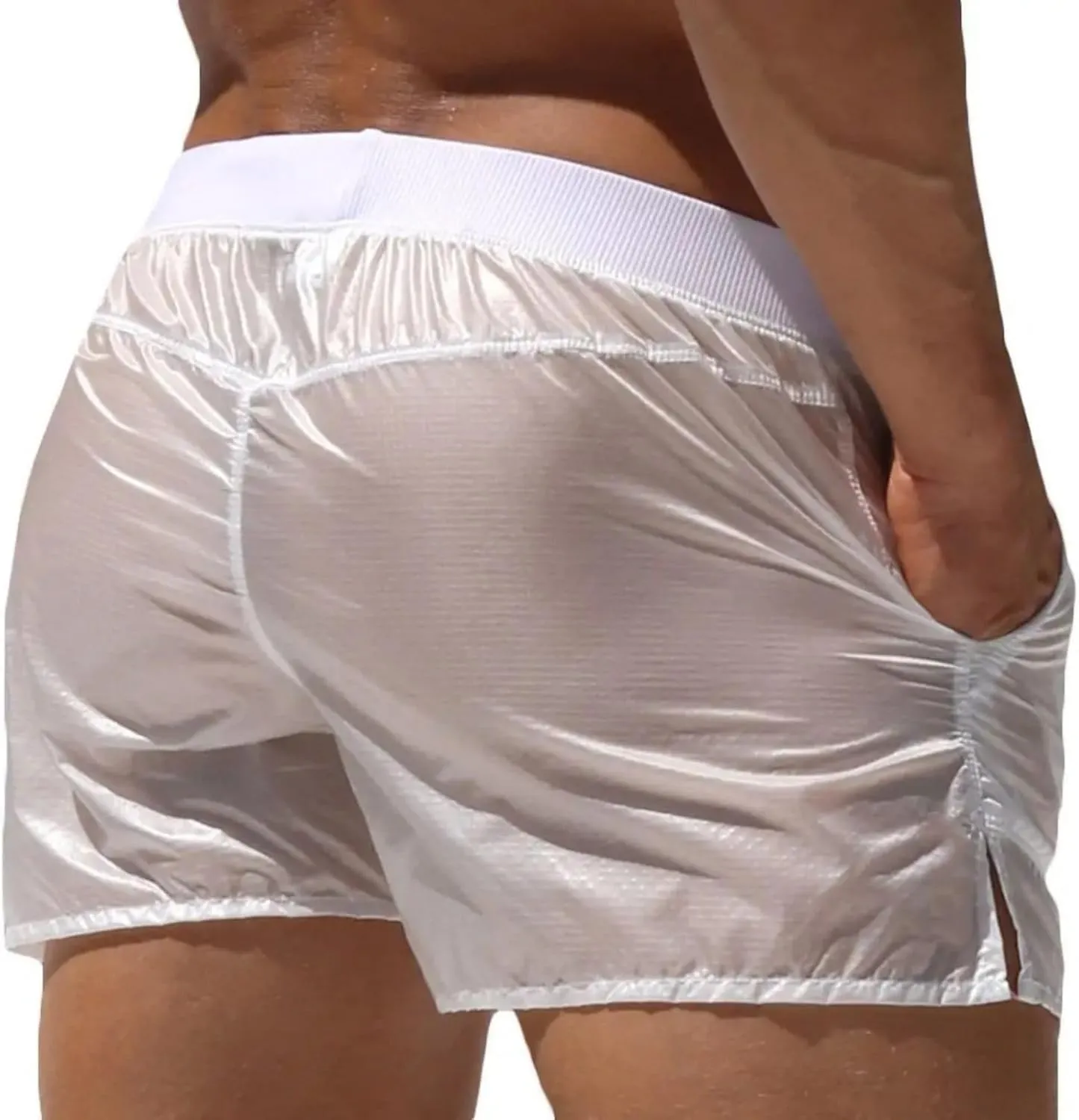 PetPhindU Men's Swim Trunks Board Shorts Summer Quick Dry Swimsuits Unlined Transparent Bathing Suit