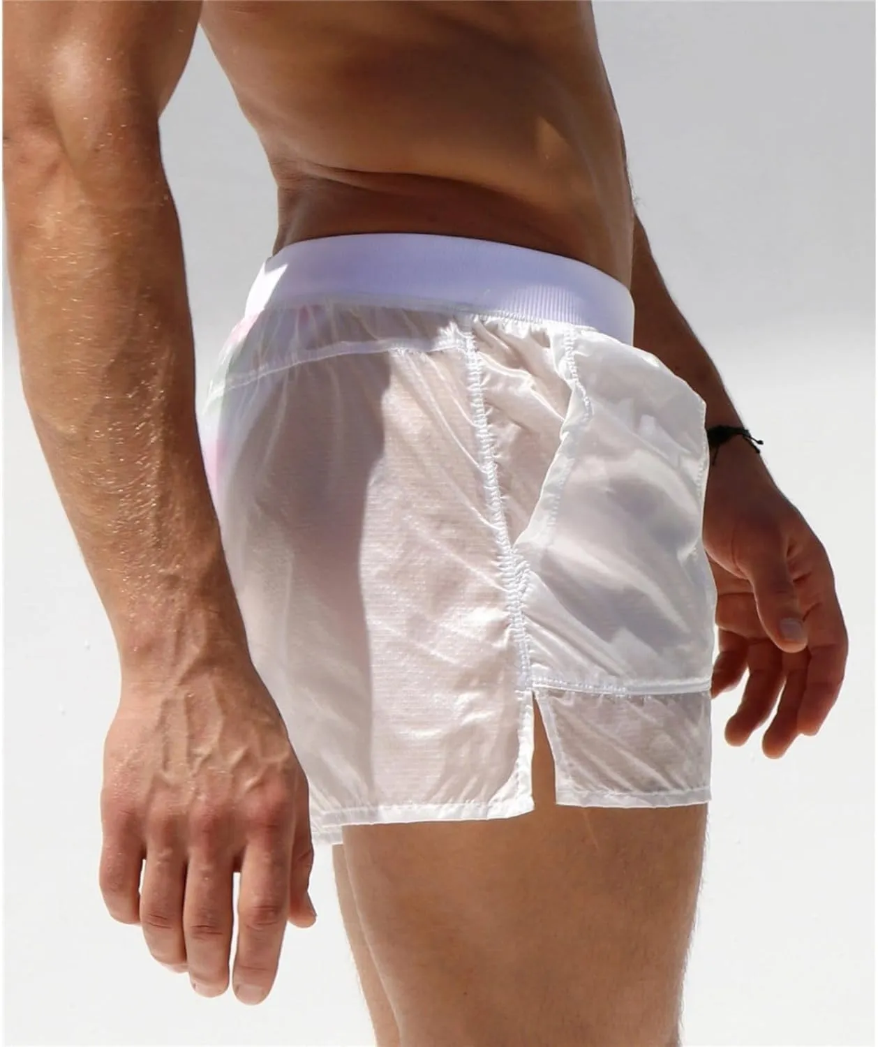 PetPhindU Men's Swim Trunks Board Shorts Summer Quick Dry Swimsuits Unlined Transparent Bathing Suit