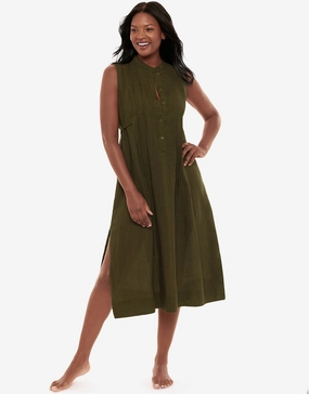 Pleated Beach Dress - Nori