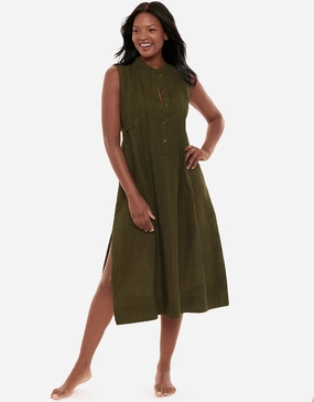 Pleated Beach Dress - Nori