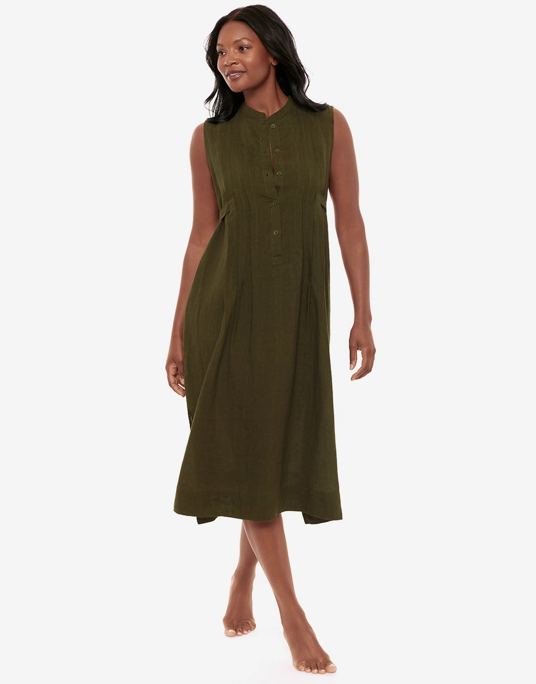 Pleated Beach Dress - Nori