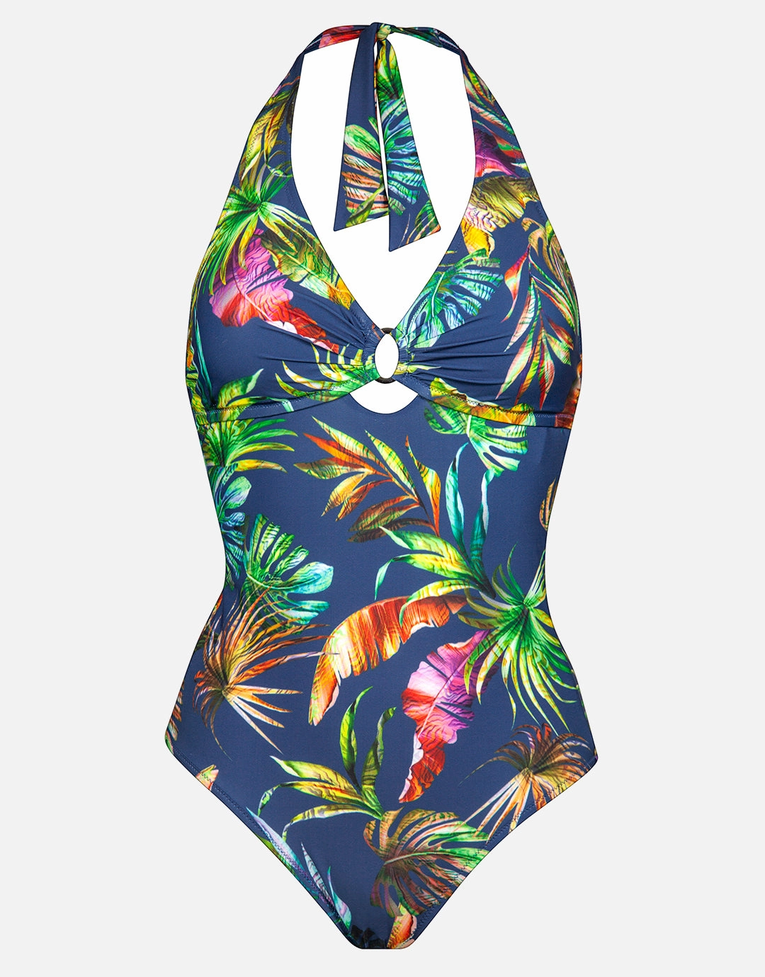 Plunge Halter Swimsuit - Indigo Rainbow