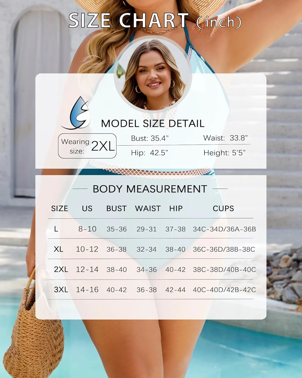 Plus Size Swimsuit for Women One Piece Tummy Control Bathing Suit Halter Backless Slimming Mesh Color Block Modest