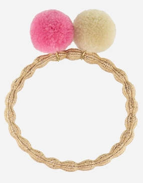 PomPom Hair Tie  - Beige Glitter