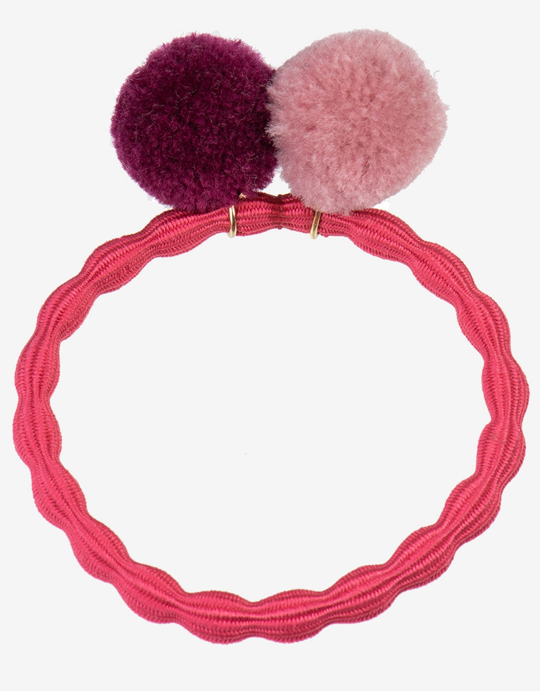 PomPom Hair Tie - Raspberry with Dusty Rose Bordeaux