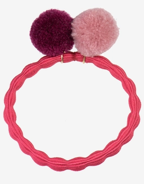 PomPom Hair Tie - Raspberry with Dusty Rose Bordeaux