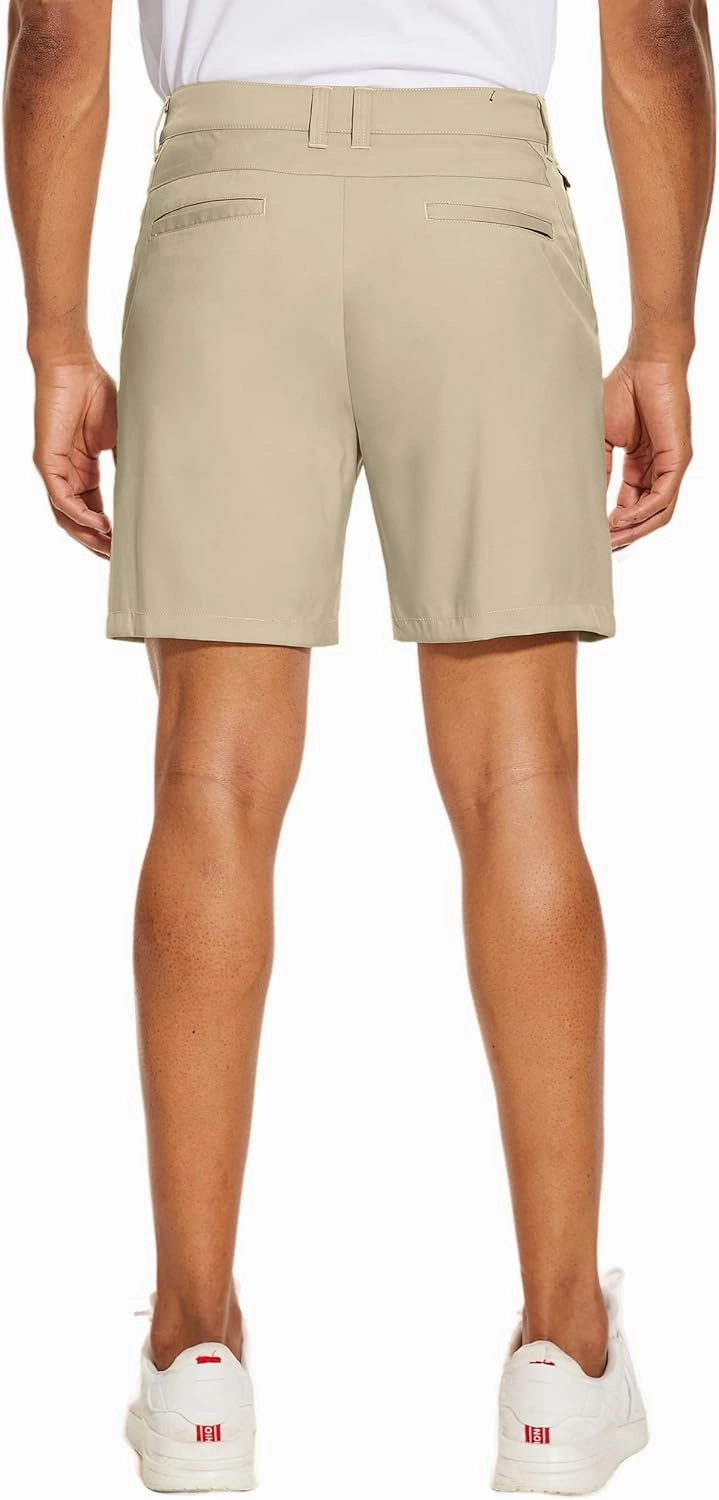 PULI Men's Golf Dress Shorts Flat Front Hybrid 7 Inch Lightweight Quick Dry Chino Casual with Pockets