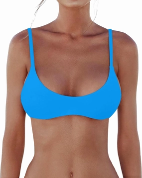 Push Up Bikini Tops for Women Sexy Scoop Neck Swimwuits Spaghetti Straps Bathing Suit Top Swim Crop Top Only