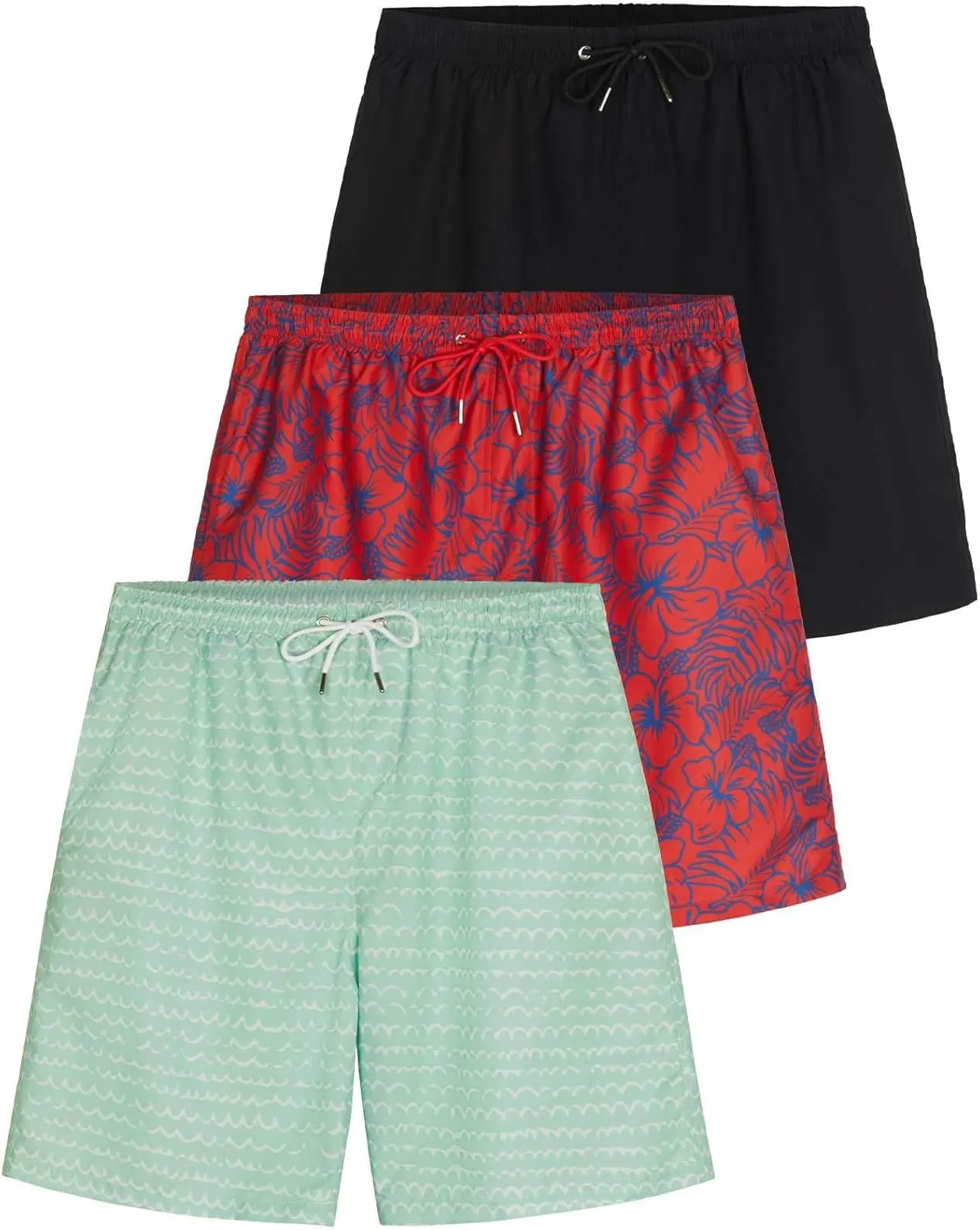 Real Essentials 3 Pack: Men's 7" Quick-Dry Swim Trunk with with Mesh Lining (Available in Big & Tall)