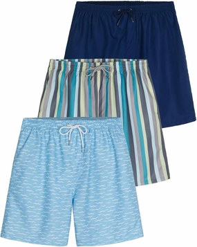 Real Essentials 3 Pack: Men's 7" Quick-Dry Swim Trunk with with Mesh Lining (Available in Big & Tall)